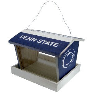 wood bird feeder with Penn State on roof, Athletic Logo on sides